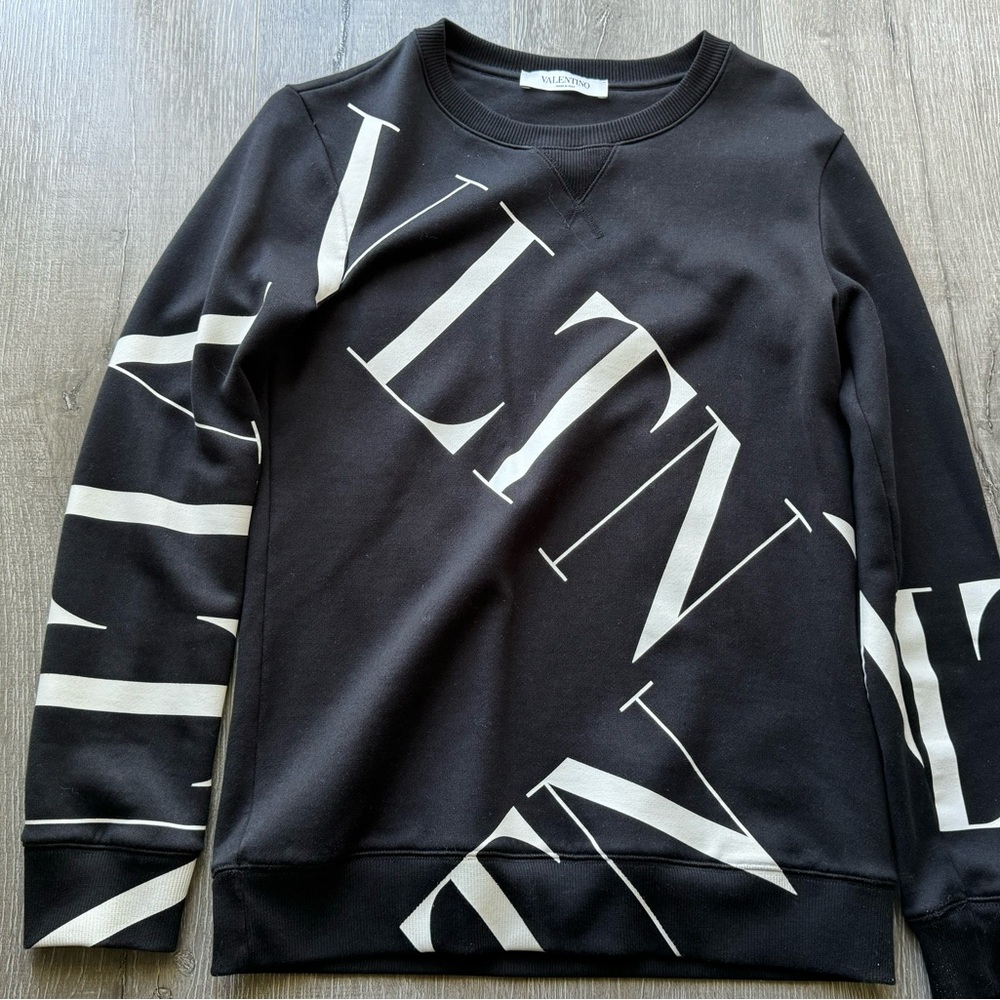 Valentino VLTN Logo Black Crewneck Sweatshirt XS